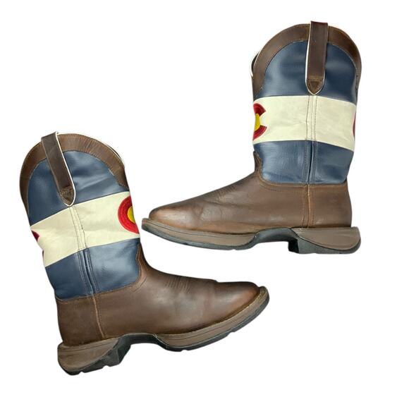 Durango Rebel Colorado Flag Western Boots Brown Leather Mens 9W Square Toe